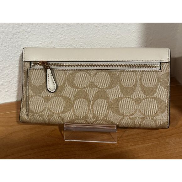 Coach Slim Trifold Wallet In Signature Canvas EUC - Picture 3 of 10